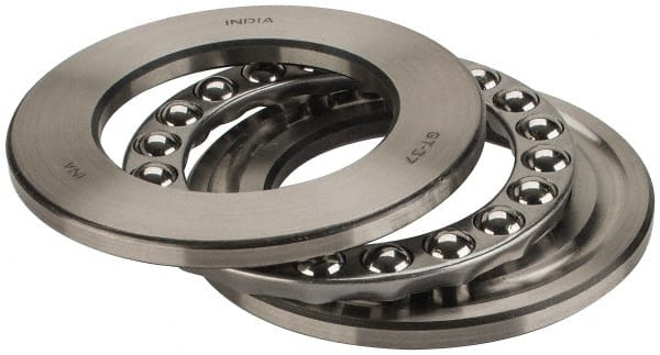 INA Bearing - 2-3/4" Inside x 4-15/32" Outside Diam, 1" Thick, Steel Ball Thrust Bearing - 44,500 Lbs. Static Capacity, 16,900 Max Pressure x Velocity - Exact Tooling