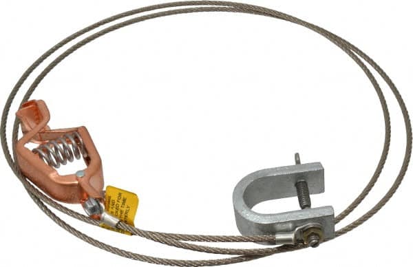 Hubbell Workplace - 19 AWG, 5 Ft., Alligator Clip, C-Clamp, Grounding Cable with Clamps - Noninsulated, Federal Specification A-A-59466-010 - Exact Tooling