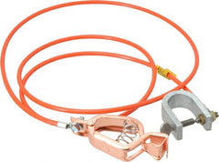 Hubbell Workplace - 19 AWG, 5 Ft., Alligator Clip, C-Clamp, Grounding Cable with Clamps - Orange, Federal Specification A-A-59466-010 - Exact Tooling