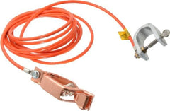 Hubbell Workplace - 19 AWG, 10 Ft., Alligator Clip, C-Clamp, Grounding Cable with Clamps - Orange, Federal Specification A-A-59466-010 - Exact Tooling