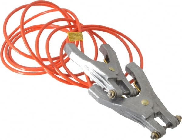Hubbell Workplace - 19 AWG, 10 Ft., Hand Clamp, Grounding Cable with Clamps - Orange, Includes 2 Hand Clamps - Exact Tooling