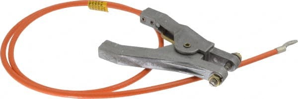 Hubbell Workplace - 19 AWG, 3 Ft., Hand Clamp, Terminal, Grounding Cable with Clamps - Orange - Exact Tooling