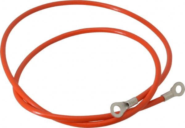Hubbell Workplace - 19 AWG, 3 Ft., Terminal, Grounding Cable with Clamps - Orange, Includes (2) 1/4 Inch Terminals - Exact Tooling