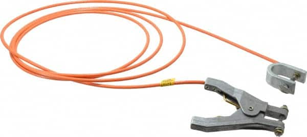 Hubbell Workplace - 19 AWG, 10 Ft., C-Clamp, Hand Clamp, Grounding Cable with Clamps - Orange - Exact Tooling