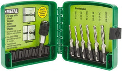 Greenlee - #6-32 to 1/4-20 UNC, 2-1/4" Overall Length, 1-1/4" Drill Length, High Speed Steel Combination Drill and Tap Set - 1/2" Thread Length, 2 Flutes, 6 Piece Set - Exact Tooling