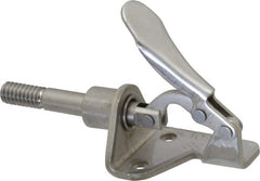 De-Sta-Co - 100 Lb Load Capacity, Flanged Base, Stainless Steel, Standard Straight Line Action Clamp - 3 Mounting Holes, 0.17" Mounting Hole Diam, 1/4" Plunger Diam, Thumb Handle - Exact Tooling