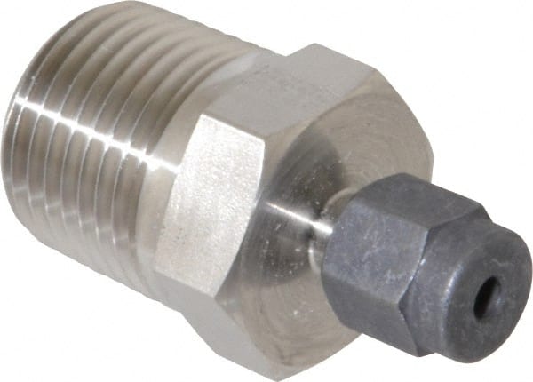 Parker - 1/8" OD, Stainless Steel Male Connector - 7/8" Hex, Comp x MNPT Ends - Exact Tooling