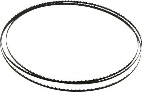Starrett - 4 TPI, 7' 9-1/2" Long x 1/4" Wide x 0.025" Thick, Welded Band Saw Blade - Carbon Steel, Toothed Edge, Raker Tooth Set, Flexible Back, Contour Cutting - Exact Tooling
