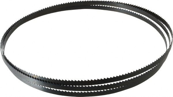 Starrett - 6 TPI, 7' 9-1/2" Long x 3/8" Wide x 0.025" Thick, Welded Band Saw Blade - Carbon Steel, Toothed Edge, Raker Tooth Set, Flexible Back, Contour Cutting - Exact Tooling