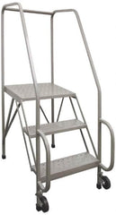 PW Platforms - 5 Step, 77-1/2 Inch Overall Height, Grip Strut Tread, Tilt and Roll Safety Ladder - 300 Lb. Load Capacity, 50 Inch Platform Height, 32 Inch Base Width x 50 Inch Base Depth - Exact Tooling