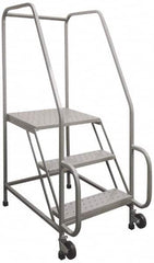 PW Platforms - 5 Step, 77-1/2 Inch Overall Height, Grip Strut Tread, Tilt and Roll Safety Ladder - 300 Lb. Load Capacity, 50 Inch Platform Height, 32 Inch Base Width x 52 Inch Base Depth - Exact Tooling