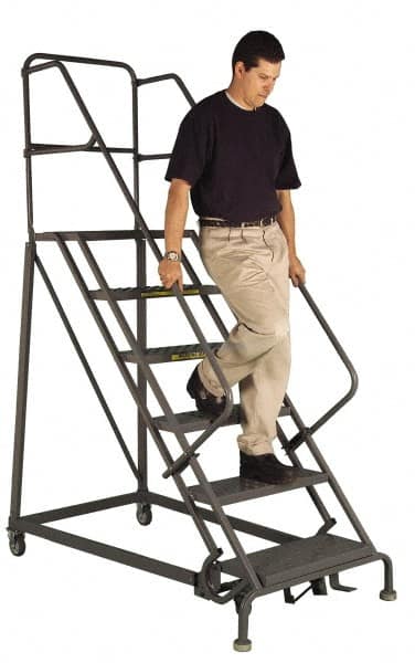 TRI-ARC - 150" 12 Step Ladder - Slope Ladder, 450 Lb Capacity, 120" Platform Height, 34" Base Width x 116" Depth, Perforated Tread - Exact Tooling
