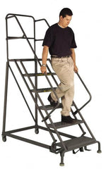 TRI-ARC - 90" 6 Step Ladder - Slope Ladder, 450 Lb Capacity, 60" Platform Height, 34" Base Width x 66" Depth, Perforated Tread - Exact Tooling