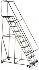Ballymore - 68" 4 Step Ladder - Rolling Safety Ladder, 300 Lb Capacity, 38" Platform Height, 20" Base Width x 31" Base Depth, Solid Ribbed Tread - Exact Tooling
