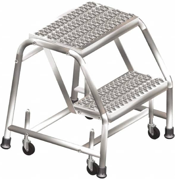 Ballymore - 19" 2 Step Ladder - Rolling Safety Ladder, 300 Lb Capacity, 20" Platform Height, 20" Base Width x 24" Base Depth, Grip Strut - Exact Tooling