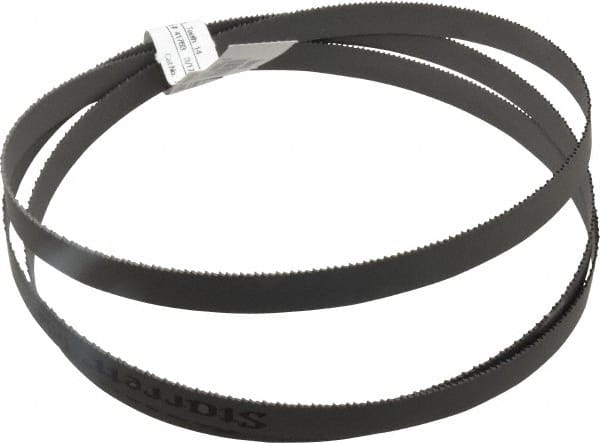 Starrett - 14 TPI, 5' 4-1/2" Long x 1/2" Wide x 0.035" Thick, Welded Band Saw Blade - Bi-Metal, Toothed Edge, Raker Tooth Set, Contour Cutting - Exact Tooling