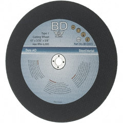 Value Collection - 10" Aluminum Oxide Cutoff Wheel - 3/32" Thick, 5/8" Arbor, 6,000 Max RPM - Exact Tooling