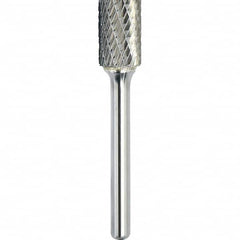 Made in USA - 9.5mm Cut Diam, 0.2362" Shank Diam, Cylinder Head Double Cut Burr - Carbide, 19mm LOC, 63mm OAL - Exact Tooling