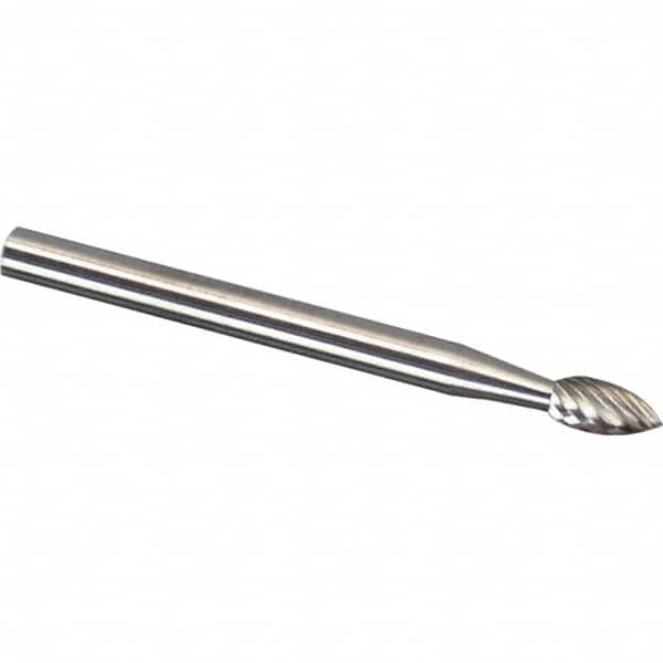 Made in USA - 6mm Cut Diam, 0.2362" Shank Diam, Tree Head Aluma Cut Burr - Carbide, 16mm LOC, 50mm OAL - Exact Tooling