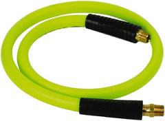 Legacy - 1/2" ID x 0.74" OD 4' Long Lead-In Whip Hose - FNPT x MNPT Swivel Ends, 300 Working psi, 140°, 3/8" Fitting, Green - Exact Tooling