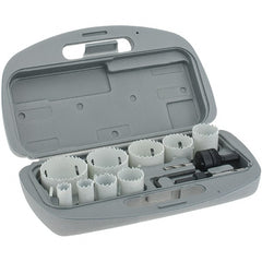 Value Collection - 9 Piece, 3/4" to 2-1/4" Saw Diam, Maintenance Hole Saw Kit - Bi-Metal, Includes 6 Hole Saws - Exact Tooling