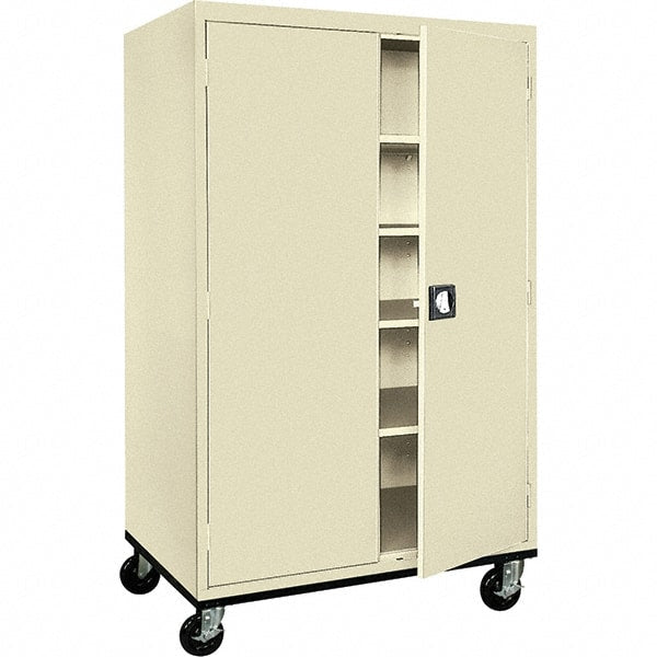 Sandusky Lee - 5 Shelf Mobile Storage Cabinet - Steel, 46" Wide x 24" Deep x 72" High, Putty - Exact Tooling