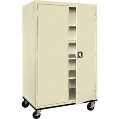 Sandusky Lee - 5 Shelf Mobile Storage Cabinet - Steel, 46" Wide x 24" Deep x 72" High, Putty - Exact Tooling