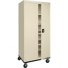 Sandusky Lee - 5 Shelf Mobile Storage Cabinet - Steel, 36" Wide x 24" Deep x 72" High, Putty - Exact Tooling