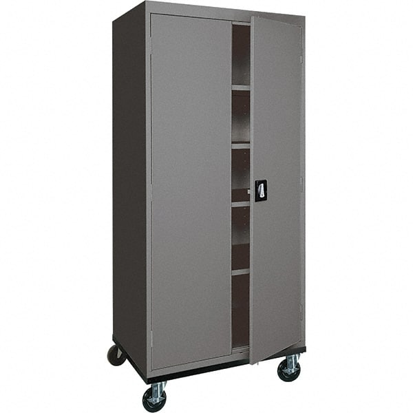 Sandusky Lee - 5 Shelf Mobile Storage Cabinet - Steel, 36" Wide x 24" Deep x 72" High, Charcoal Gray - Exact Tooling