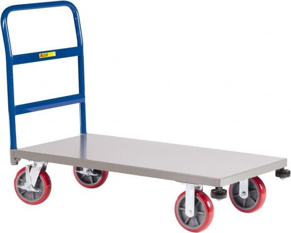 Little Giant - 3,600 Lb Capacity Steel Platform Truck - Steel Deck, 30" OAW, 60" Platform Length, Polyurethane Casters - Exact Tooling