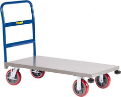Little Giant - 3,600 Lb Capacity Steel Platform Truck - Steel Deck, 24" OAW, 36" Platform Length, Polyurethane Casters - Exact Tooling