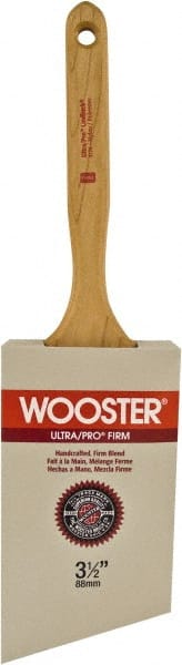 Wooster Brush - 3-1/2" Angled Nylon/Polyester Sash Brush - 3-3/8" Bristle Length, 7.44" Maple Fluted Handle - Exact Tooling
