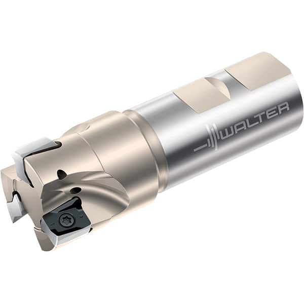 Walter - 40mm Cut Diam, 13mm Max Depth of Cut, 32mm Shank Diam, 110mm OAL, Indexable Square Shoulder End Mill - Multiple Insert Styles, Weldon Shank, 90° Lead Angle, Through Coolant, Series Xtra-tec - Exact Tooling
