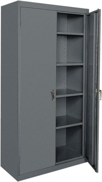 Sandusky Lee - 5 Shelf Locking Storage Cabinet - Steel, 36" Wide x 24" Deep x 78" High, Charcoal Gray - Exact Tooling