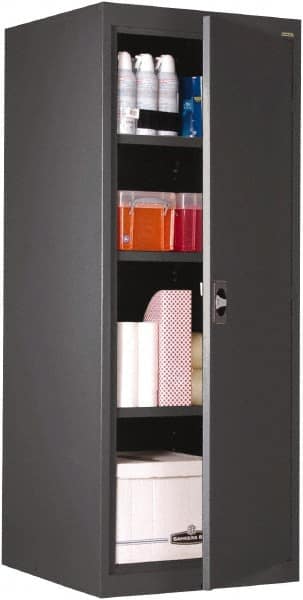Sandusky Lee - 4 Shelf Locking Storage Cabinet - Steel, 24" Wide x 24" Deep x 60" High, Charcoal Gray - Exact Tooling
