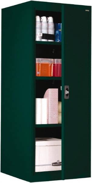Sandusky Lee - 4 Shelf Locking Storage Cabinet - Steel, 24" Wide x 24" Deep x 60" High, Forest Green - Exact Tooling