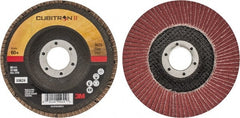 3M - 60 Grit, 4-1/2" Disc Diam, 7/8" Center Hole, Type 29 Ceramic Flap Disc - 13,300 Max RPM, Cloth Backing, Arbor Attaching System, Coated - Exact Tooling