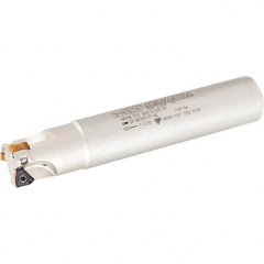 Iscar - 20mm Cut Diam, 5mm Max Depth of Cut, 20mm Shank Diam, 110mm OAL, Indexable Square Shoulder Helical End Mill - HM390 TCKT 0703PCTR Inserts, Cylindrical Shank, 0° Lead Angle, Through Coolant, Series HeliIQMill - Exact Tooling