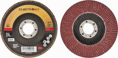 3M - 80 Grit, 4-1/2" Disc Diam, 7/8" Center Hole, Type 27 Ceramic Flap Disc - 13,300 Max RPM, Cloth Backing, Arbor Attaching System, Coated - Exact Tooling