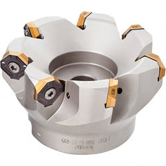 Iscar - 2.37" Cut Diam, 3/4" Arbor Hole, 0.18" Max Depth of Cut, 50° Indexable Chamfer & Angle Face Mill - 4 Inserts, IQ845 SYHU 07.. Insert, Right Hand Cut, Through Coolant, Series DoveIQMill - Exact Tooling