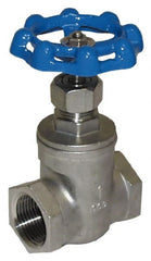 Legend Valve - 1-1/2" Pipe, Threaded Stainless Steel Solid Wedge Stem Gate Valve - 600 WOG, 125 WSP - Exact Tooling