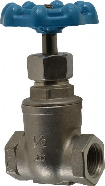 Legend Valve - 1/2" Pipe, Threaded Stainless Steel Solid Wedge Stem Gate Valve - 600 WOG, 125 WSP - Exact Tooling