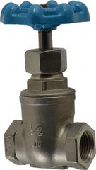 Legend Valve - 1/2" Pipe, Threaded Stainless Steel Solid Wedge Stem Gate Valve - 600 WOG, 125 WSP - Exact Tooling