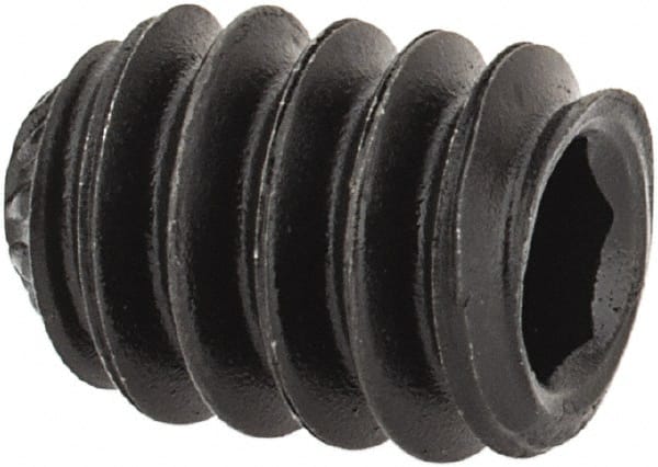 Value Collection - #10-24 UNC, 1/4" OAL, Knurled Cup Point Set Screw - Grade 8 Alloy Steel, 3/32" Key - Exact Tooling