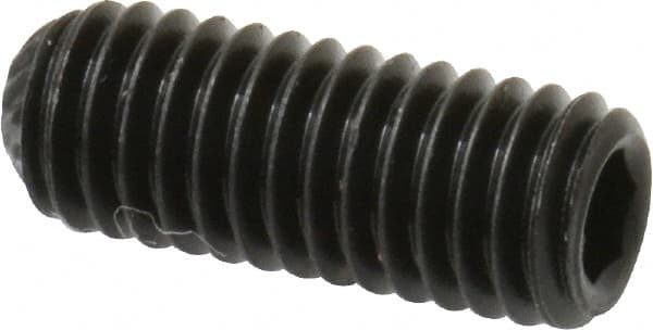 Value Collection - #10-32 UNF, 1/2" OAL, Knurled Cup Point Set Screw - Grade 8 Alloy Steel, 3/32" Key - Exact Tooling