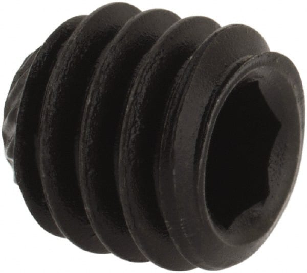 Value Collection - 5/16-18 UNC, 5/16" OAL, Knurled Cup Point Set Screw - Grade 8 Alloy Steel, 5/32" Key - Exact Tooling