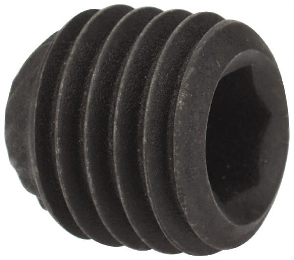 Value Collection - 5/16-24 UNF, 5/16" OAL, Knurled Cup Point Set Screw - Grade 8 Alloy Steel, 5/32" Key - Exact Tooling