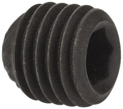 Value Collection - 5/16-24 UNF, 5/16" OAL, Knurled Cup Point Set Screw - Grade 8 Alloy Steel, 5/32" Key - Exact Tooling