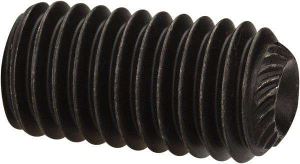 Value Collection - 1/2-13 UNC, 1" OAL, Knurled Cup Point Set Screw - Grade 8 Alloy Steel, 1/4" Key - Exact Tooling