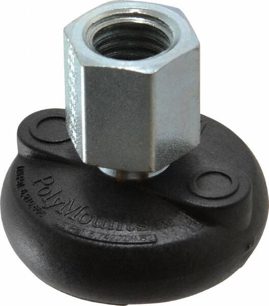 Gibraltar - 4000 Lb Capacity, 5/8-11 Thread, 1-5/8" OAL, Steel Stud, Tapped Pivotal Socket Mount Leveling Mount - Material Grade 1214, 2" Base Diam, Steel Pad - Exact Tooling